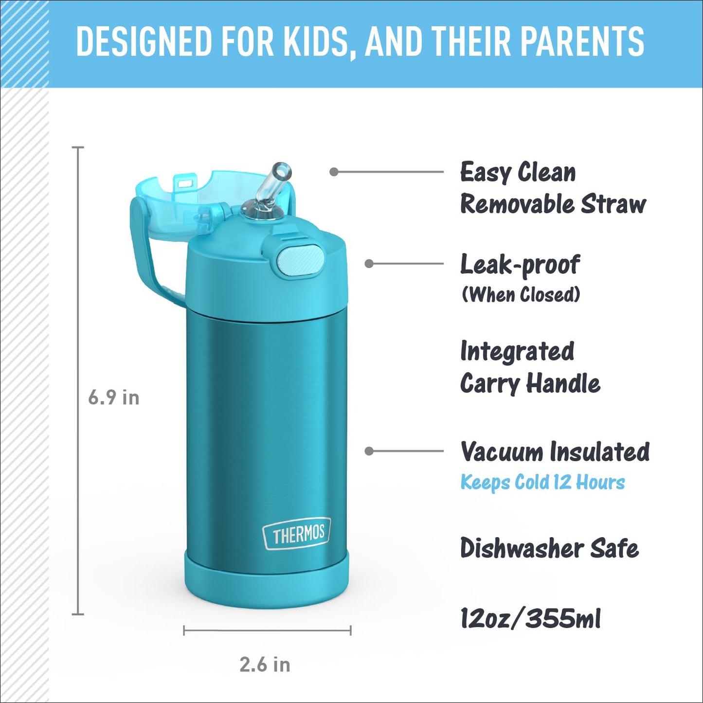 Botella Termo Thermos Funtainer Verde Azulado 12 oz