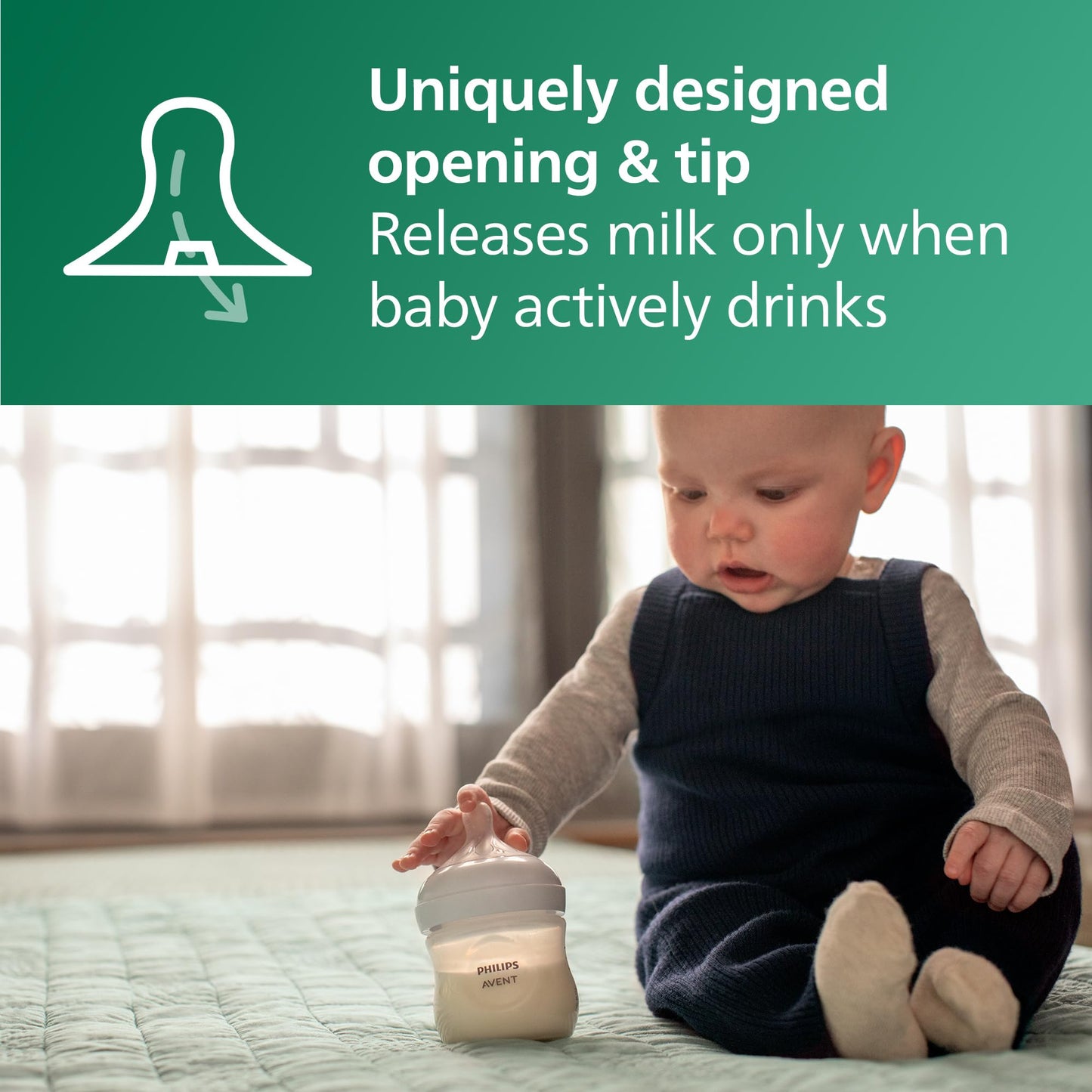 Botella de Cristal Natural Philips AVENT con Pezón de Respuesta Natural para Bebé