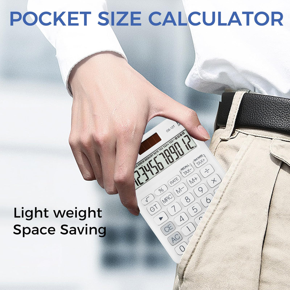 Calculadora de Escritorio con Pantalla LCD Grande de 12 Dígitos y Botón Grande para Oficina y Hogar