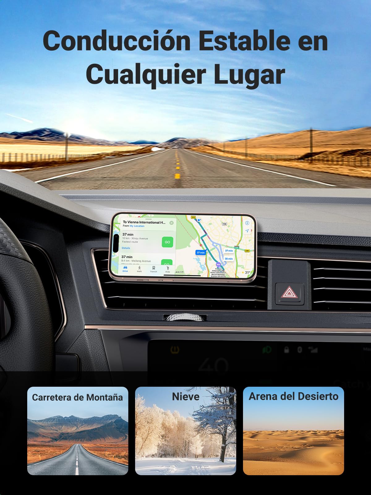 Soporte Celular UGREEN Negro Magnético para Automóvil
