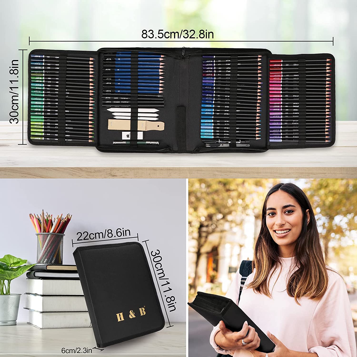 DASKING 145PCS Lápices de Dibujo Kit, Sketch Kit, Lápiz de Colores y Juego de Becetos y Dibujo de Arte Set, Completo de Artista, Suministros de Dibujo, Regalo Perfecto para Artistas, Adultos