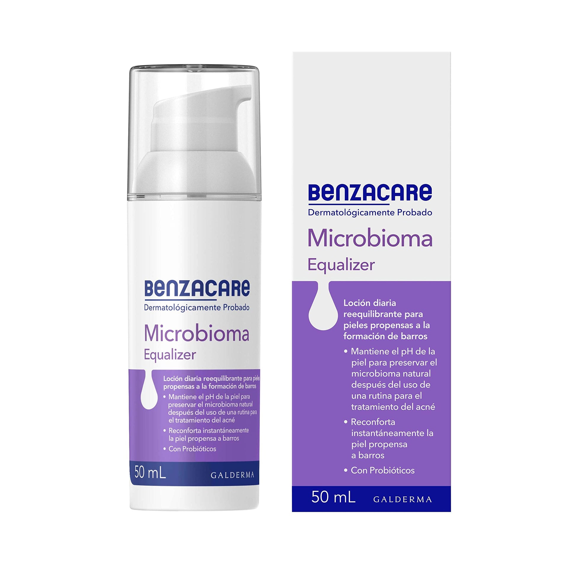 BENZACARE Microbioma Equalizer Loción Hidratante Facial 1 pz 50 ml Hidrata y Calma la Piel Después de Usar un Tratamiento para Acné Dermatológicamente Probado