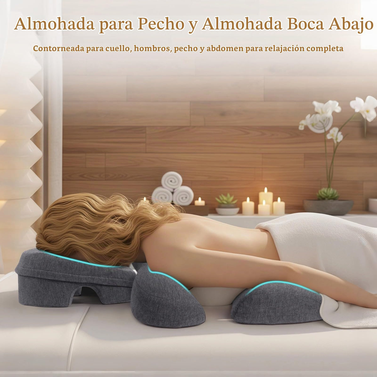 Almohada de Masaje Felistory Gris Ergonómica para Cabeza y Pecho en Spa y Hogar