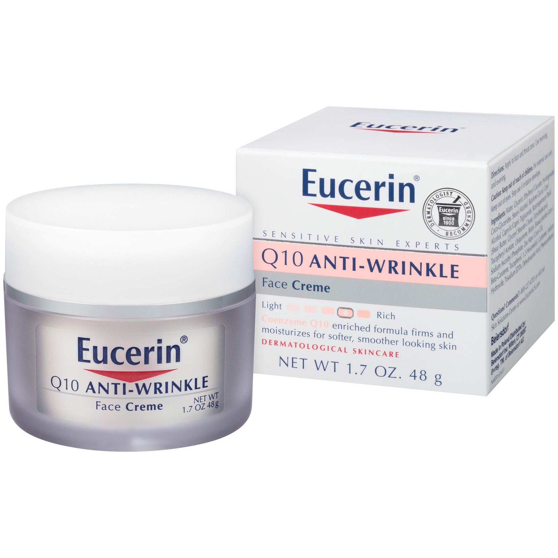 Eucerin Sérum facial Vitamin C y Ácido Hialurónico,Hyaluron Filler,8ml + Crema facial antiarrugas Q10, tarro de 1.7 onzas