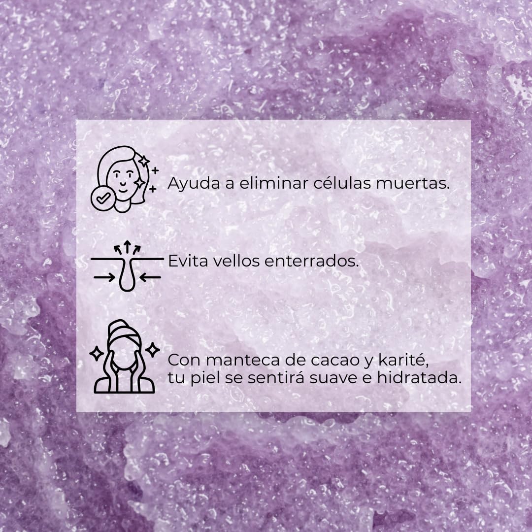 Majul Natural Beauty | Exfoliante Corporal con escencia de Lavanda y Romero, Manteca de Karité y Cacao, Exfoliante natural, presentación 120gr