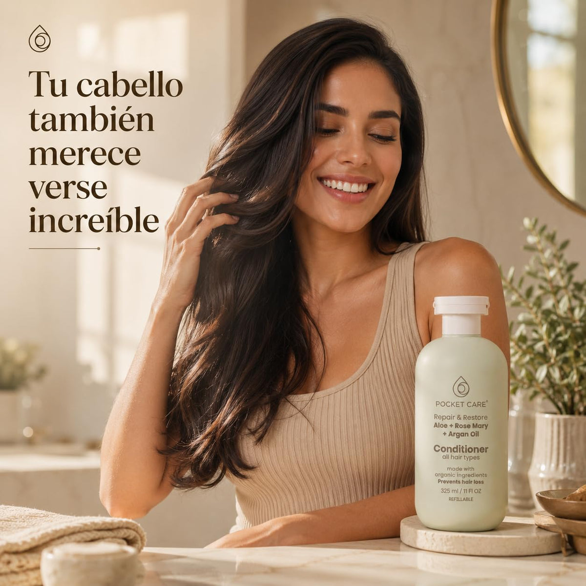 Kit Anticaída y Reparación Capilar con Romero, Sábila y Argán – Shampoo para Fortalecer Cabello Débil y Reducir la Caída + Acondicionador Reparador Anti Frizz para Cabello Seco y Maltratado – Hombre y Mujer Pocket care