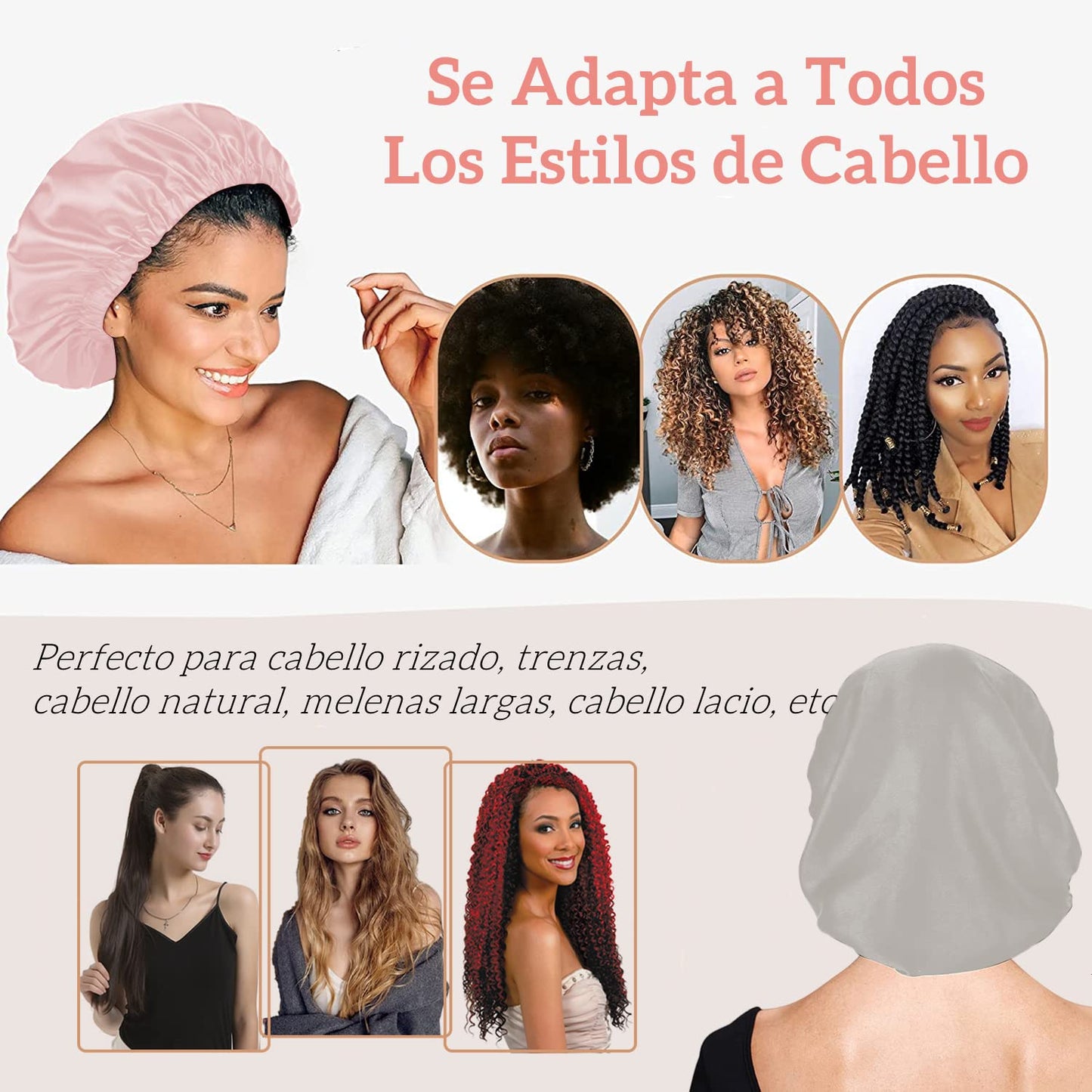 Gorro de Seda para Dormir Ajustable 3 Piezas, Gorro para Dormir Cabello Rizado Reutilizable y Cómodo, Gorro de Satin para Cabello Rizado para Dormir, Bañarse & Cocinando