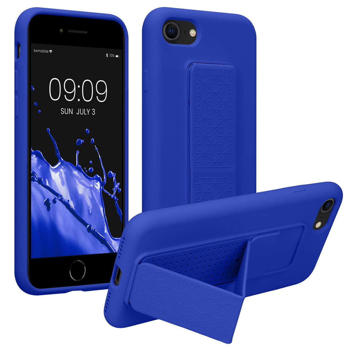 Carcasa kwmobile Azul Báltico con Soporte y Agarre Compatible con Apple iPhone SE/8/7