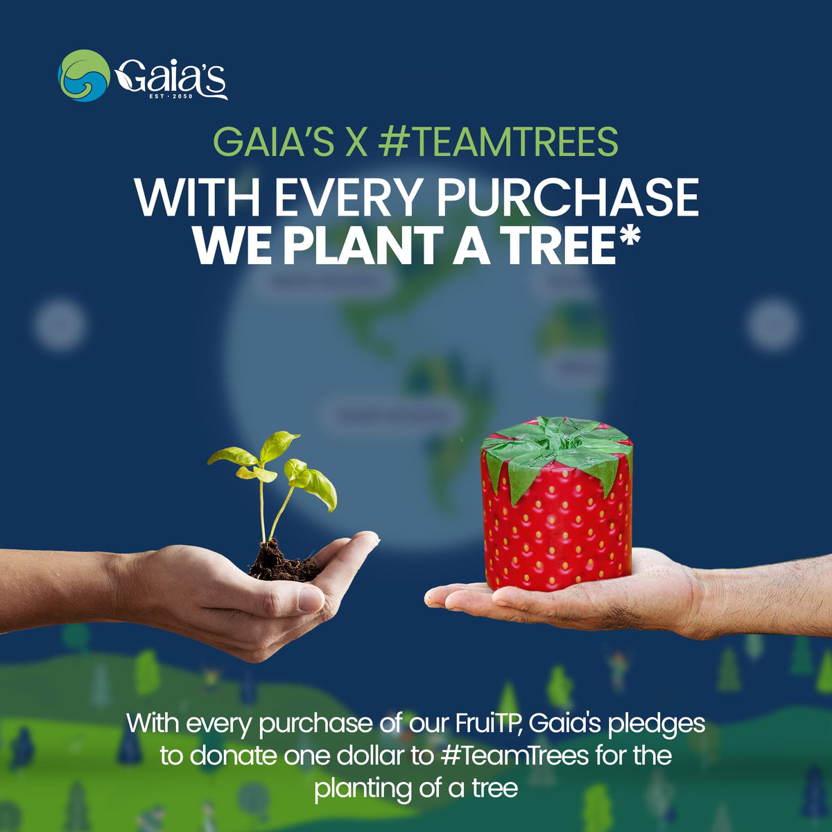 Papel Higiénico Gaias Bambú Orgánico Frutas Alta Calidad 12 Mega Rollos Respetuoso con el Medio Ambiente