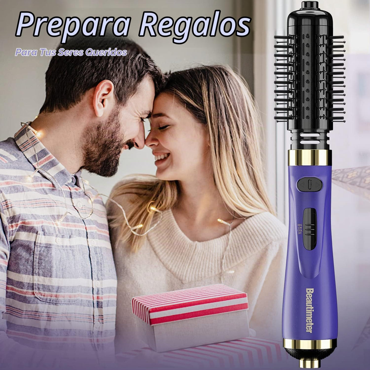 Cepillo Secador de Pelo Beautimeter Negro con Cepillo Giratorio 3 en 1 para Mujer