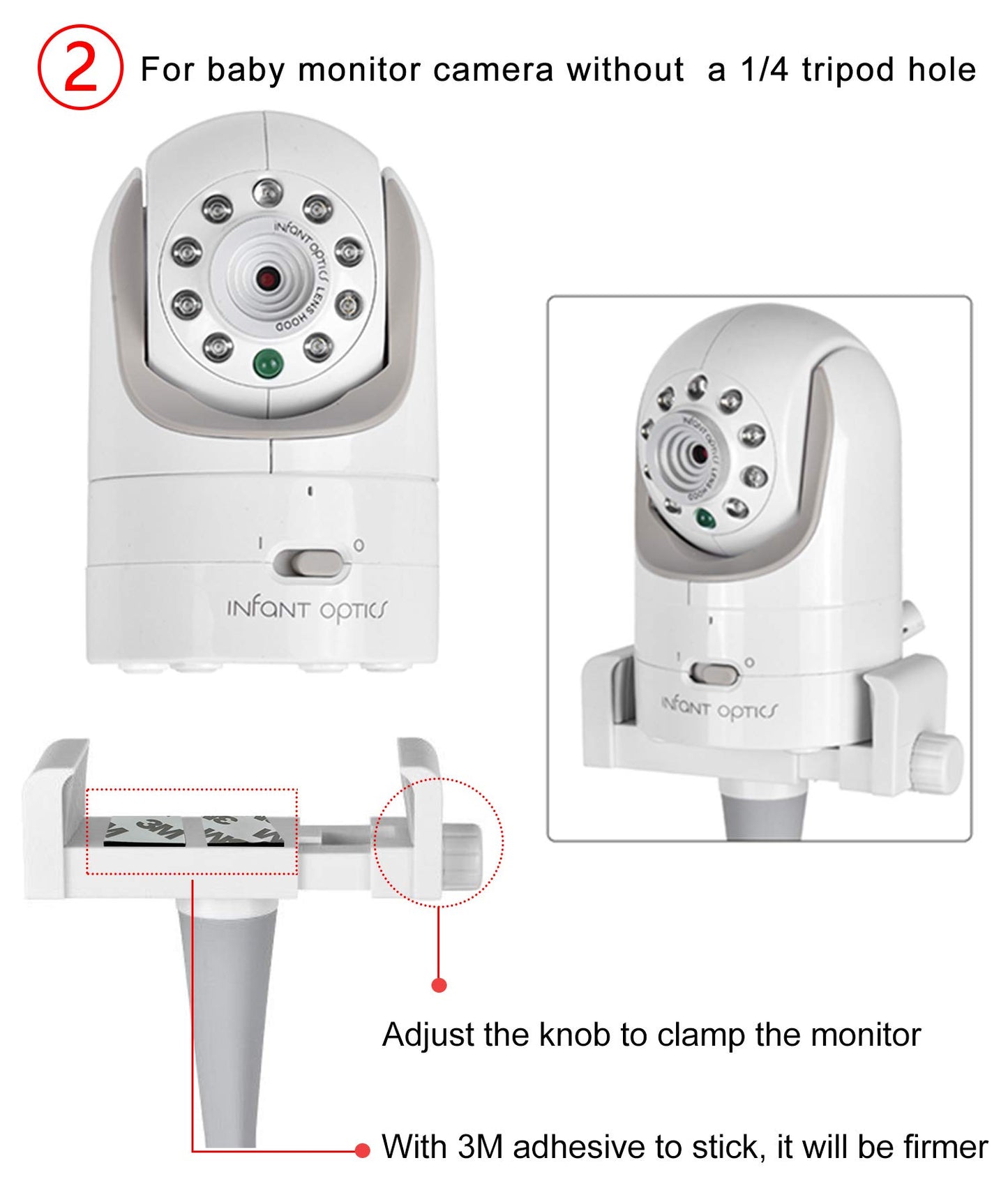 iTODOS Estante para cámara de bebé Compatible con la óptica Infantil DXR 8 y DXR-8 Pro y la mayoría de Otros monitores de bebé, Soporte Universal para cámara de bebé(Blanco)