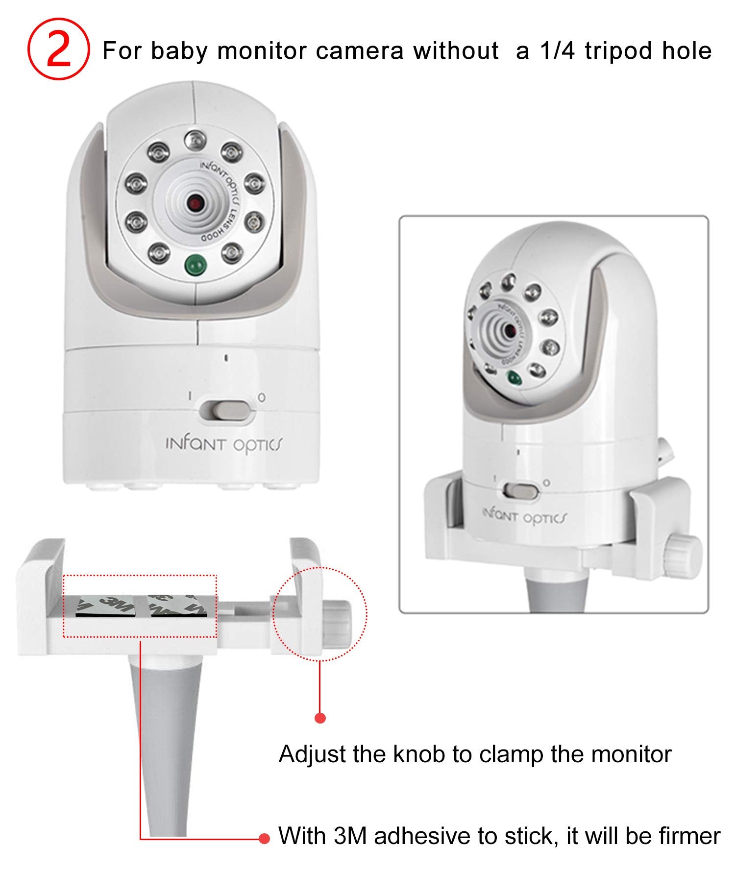 iTODOS Estante para cámara de bebé Compatible con la óptica Infantil DXR 8 y DXR-8 Pro y la mayoría de Otros monitores de bebé, Soporte Universal para cámara de bebé(Blanco)
