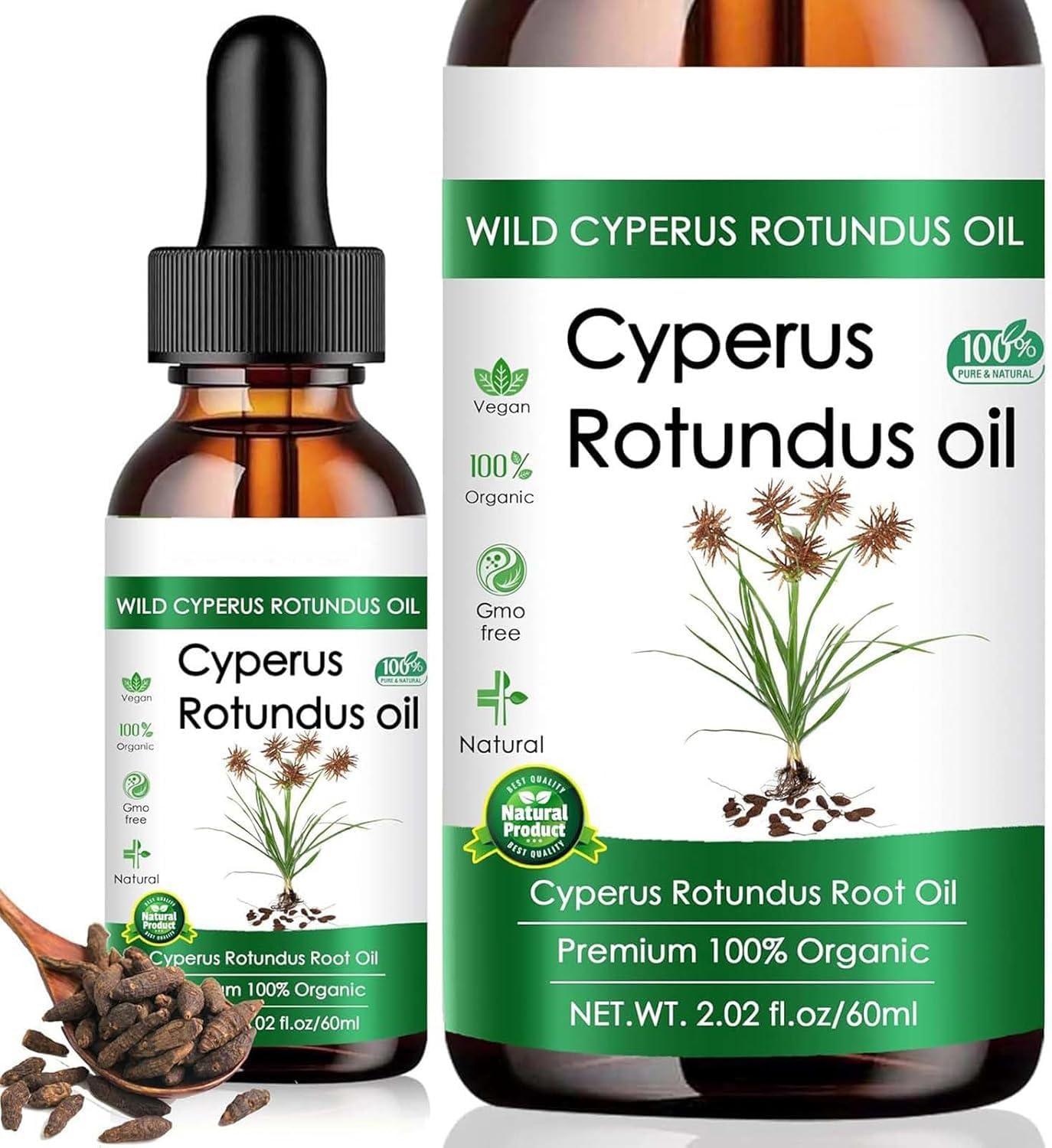 Cyperus Rotundus Oil for Hair Growth & Skin Health, 100% Natural Moisturizing Formula - 60ml/2.02fl.oz