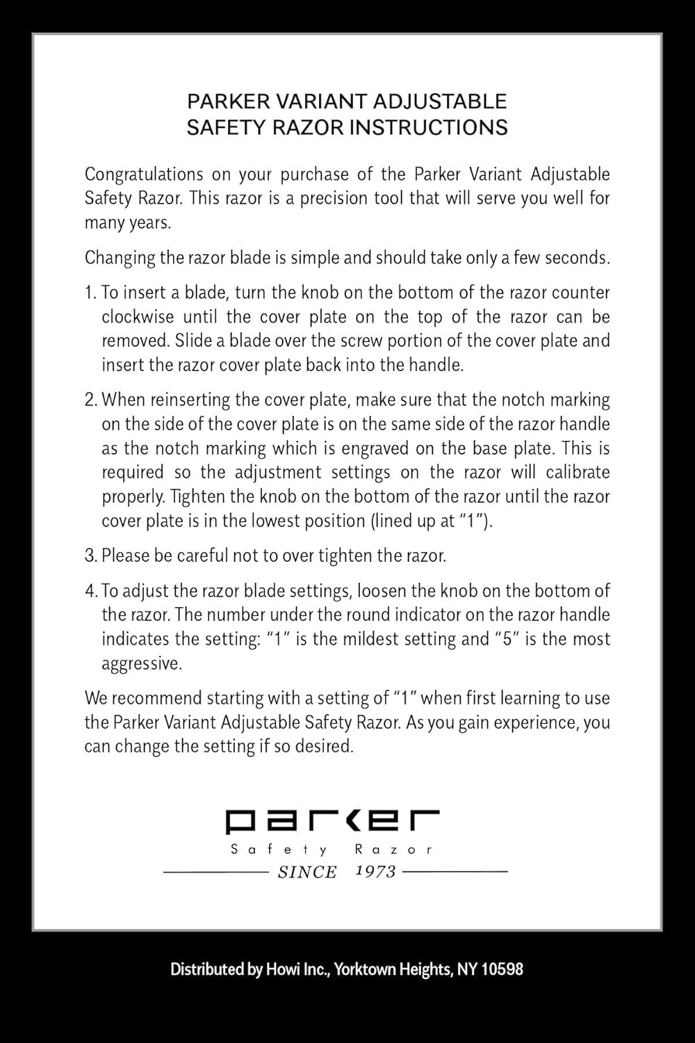 Parker Variant AJUSTABLE Maquinilla de Afeitar de Doble Filo y 5 Cuchillas Premium - (Grafito Metálico)