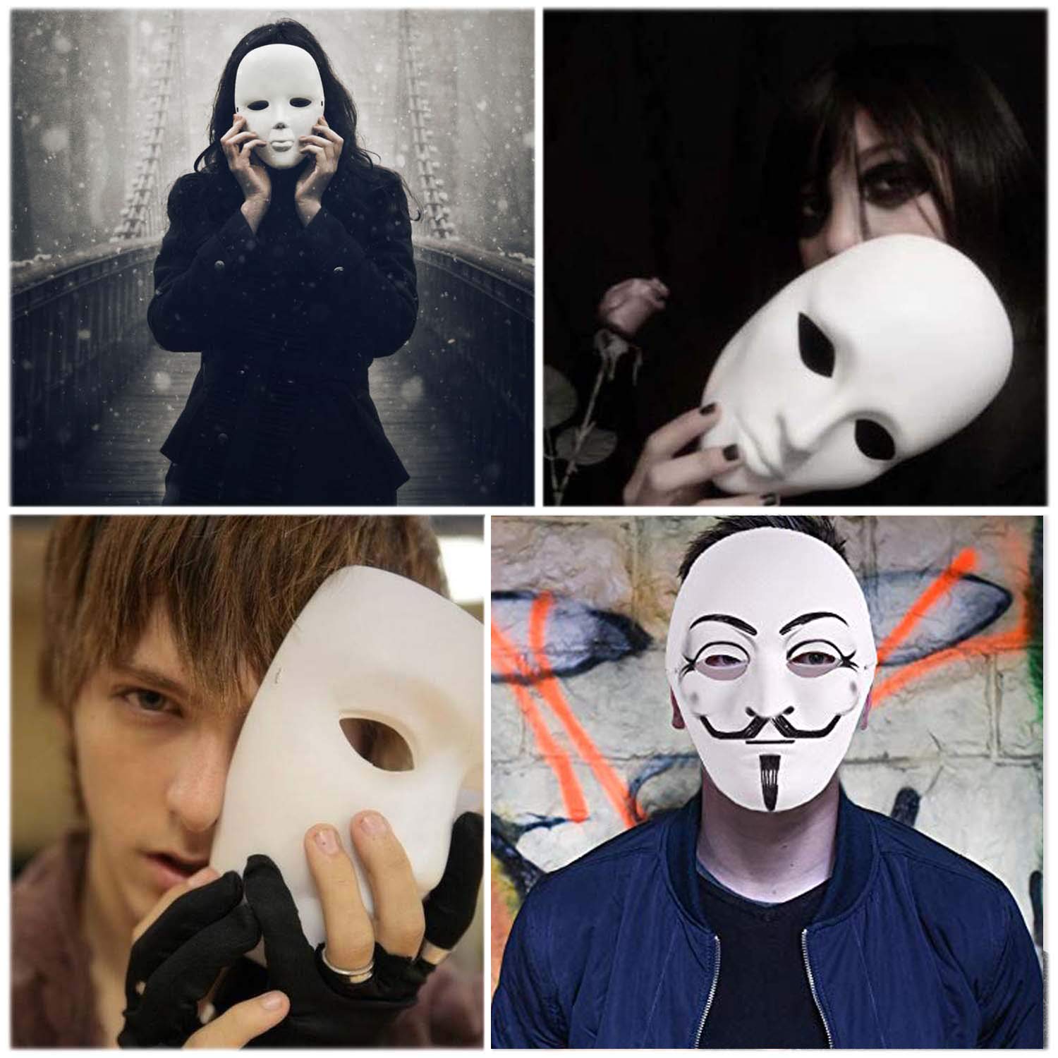 Lynkaye - Máscaras lisas blancas, 16 máscaras de máscaras sin pintar, para manualidades, Mardi Gras, baile, cosplay (estilo A)