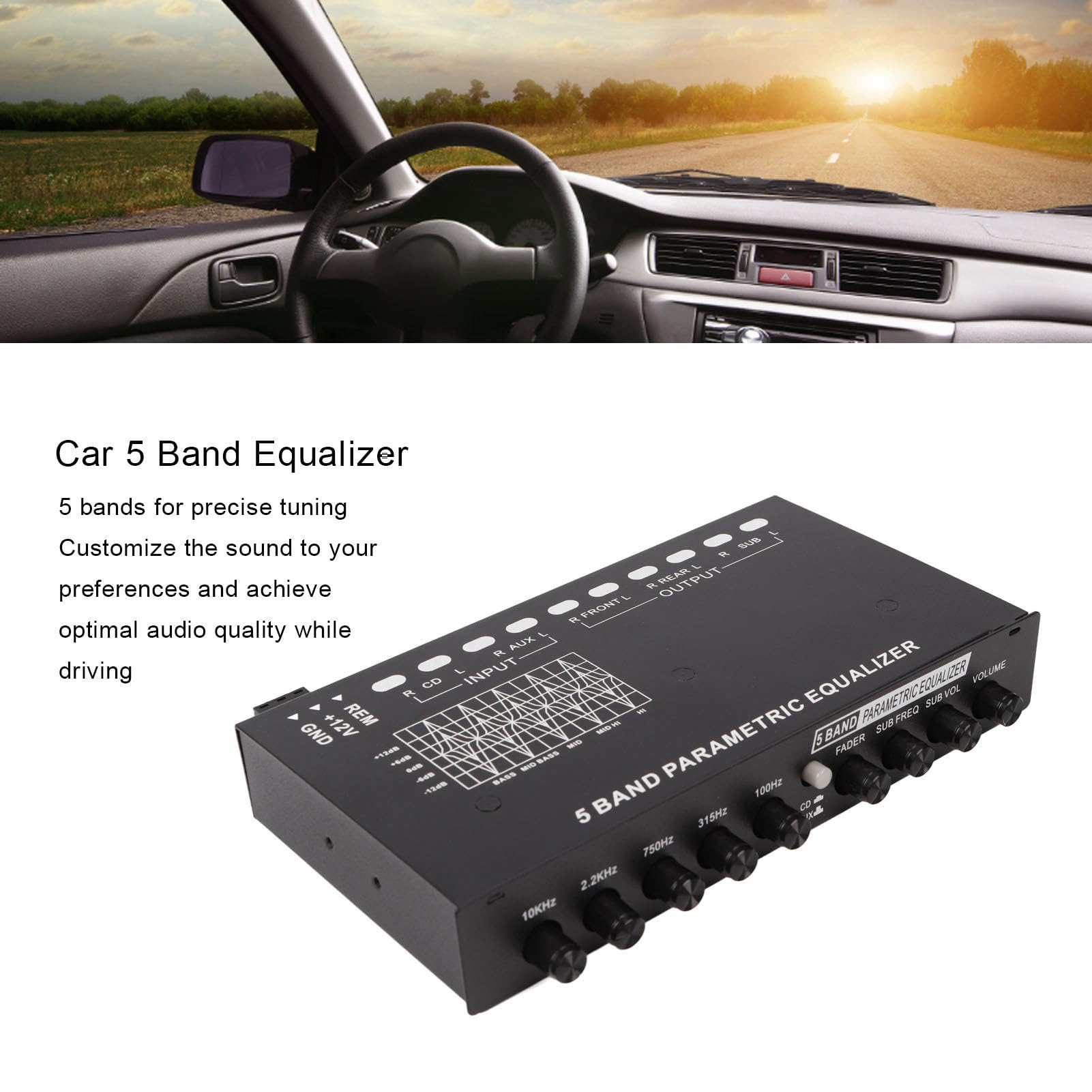 Fydun Ecualizador de Audio, Procesador de Audio Digital Ecualizadores Ajustable 5 Bandas Sintonización Precisa EQ Amplificador Crossover Ecualizador Gráfico