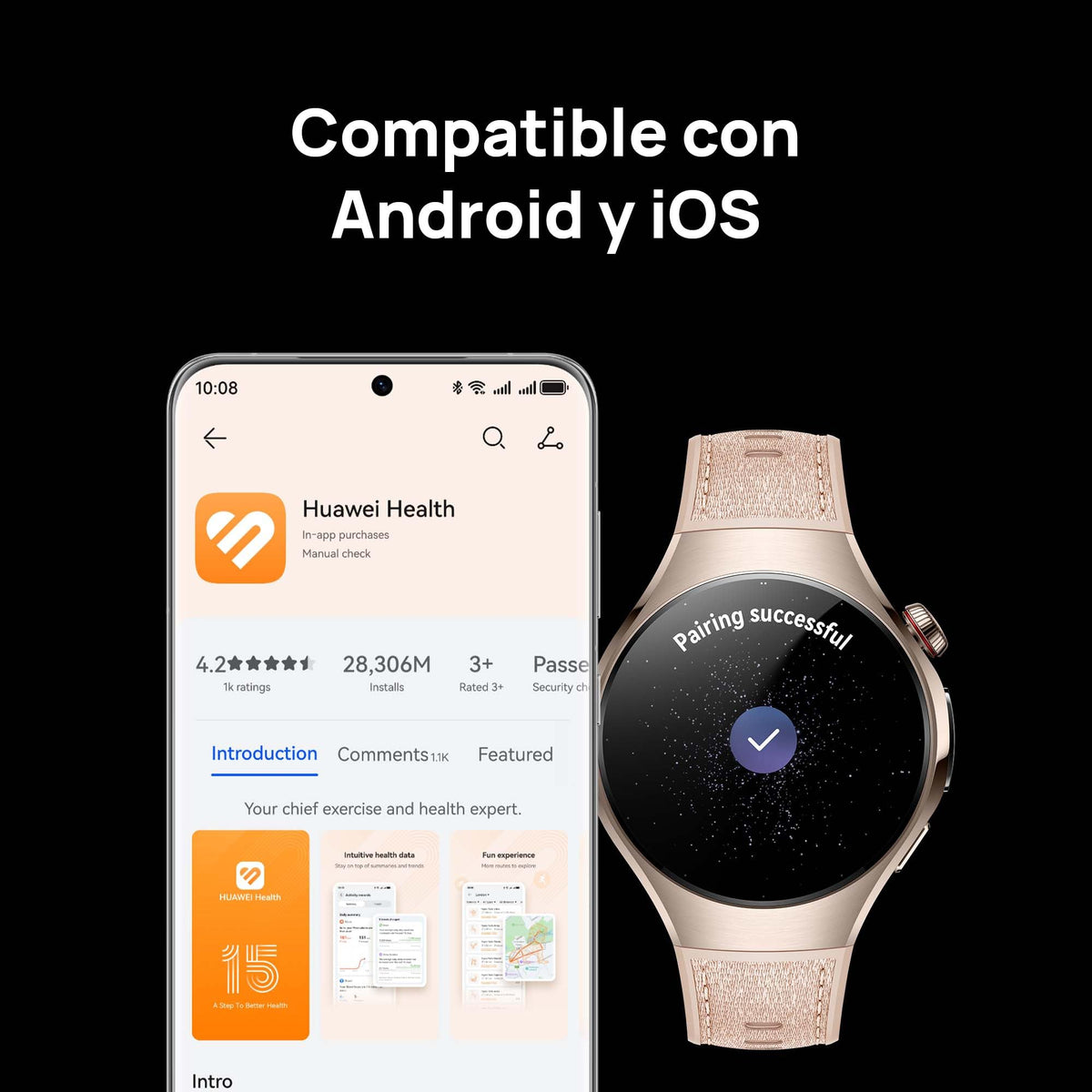Smartwatch HUAWEI Blanco Acero Inoxidable con eSIM y GPS 42mm