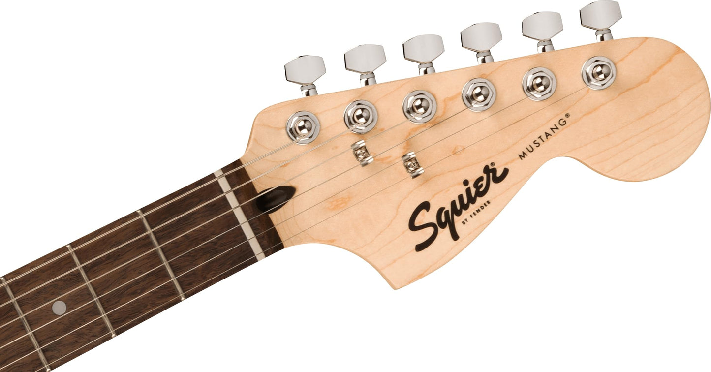 Fender Squier Sonic Mustang Electric Guitar, Beginner Guitar, Includes 30 Days of Free Lessons, Laurel Fingerboard and Step Up Pickups, Chrome Hardware, and Polyurethane Finish, California Blue