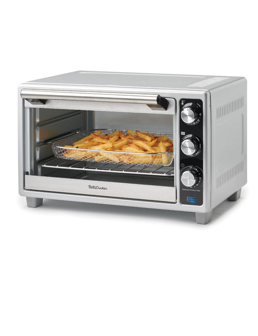 Betty Crocker - Horno tostador de convección, tostador multifunción de 6 rebanadas y horno freidora de aire, 0.8 Cu. Horno tostador Airfryer de capacidad de 6 pies, horno de convección de 7 funciones,