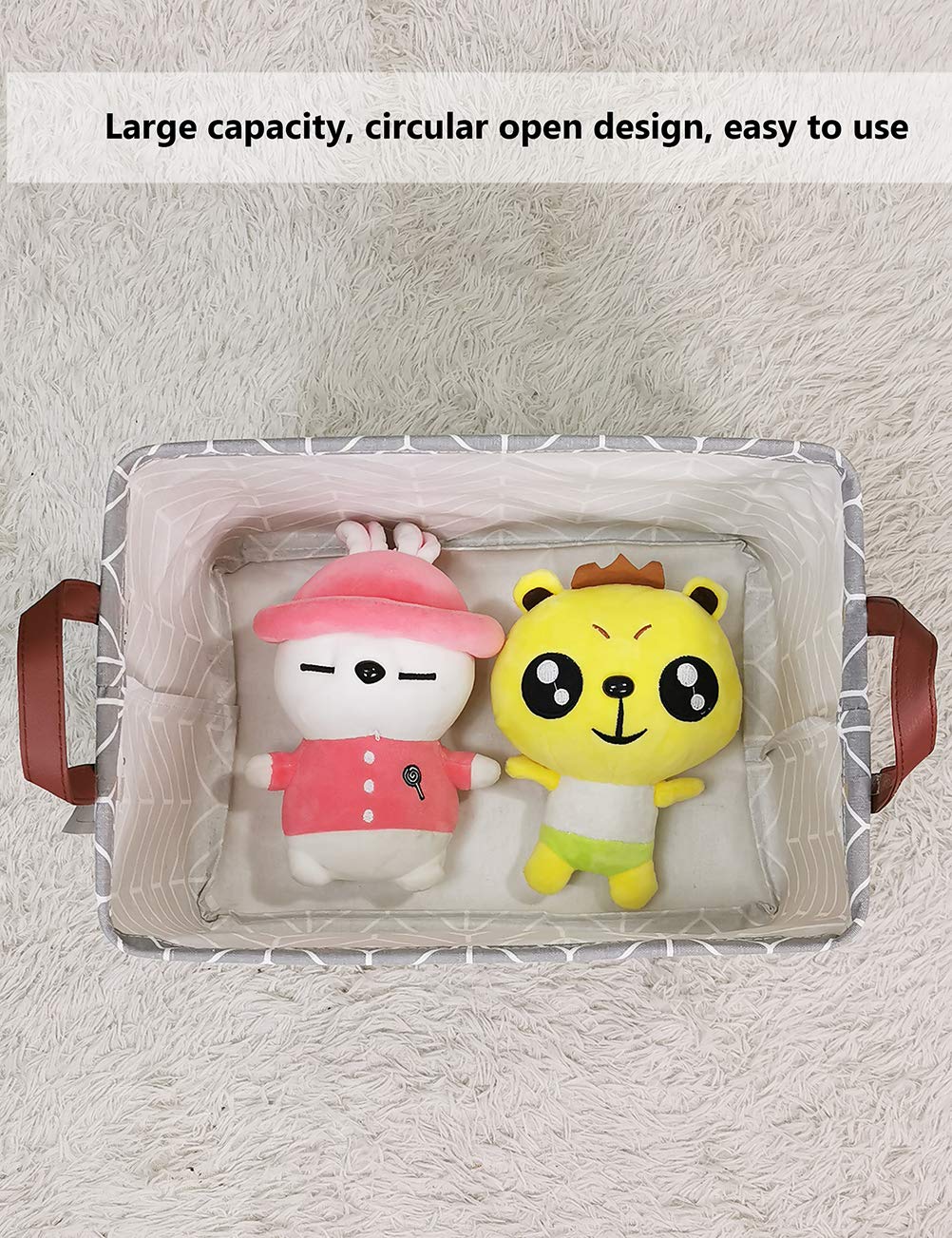 QUEENLALA Cesta de lavandería rectangular/Cesta de lavandería plegable para guardería para organizar/Contenedores de almacenamiento/Cestas de almacenamiento para juguetes de niños para oficina