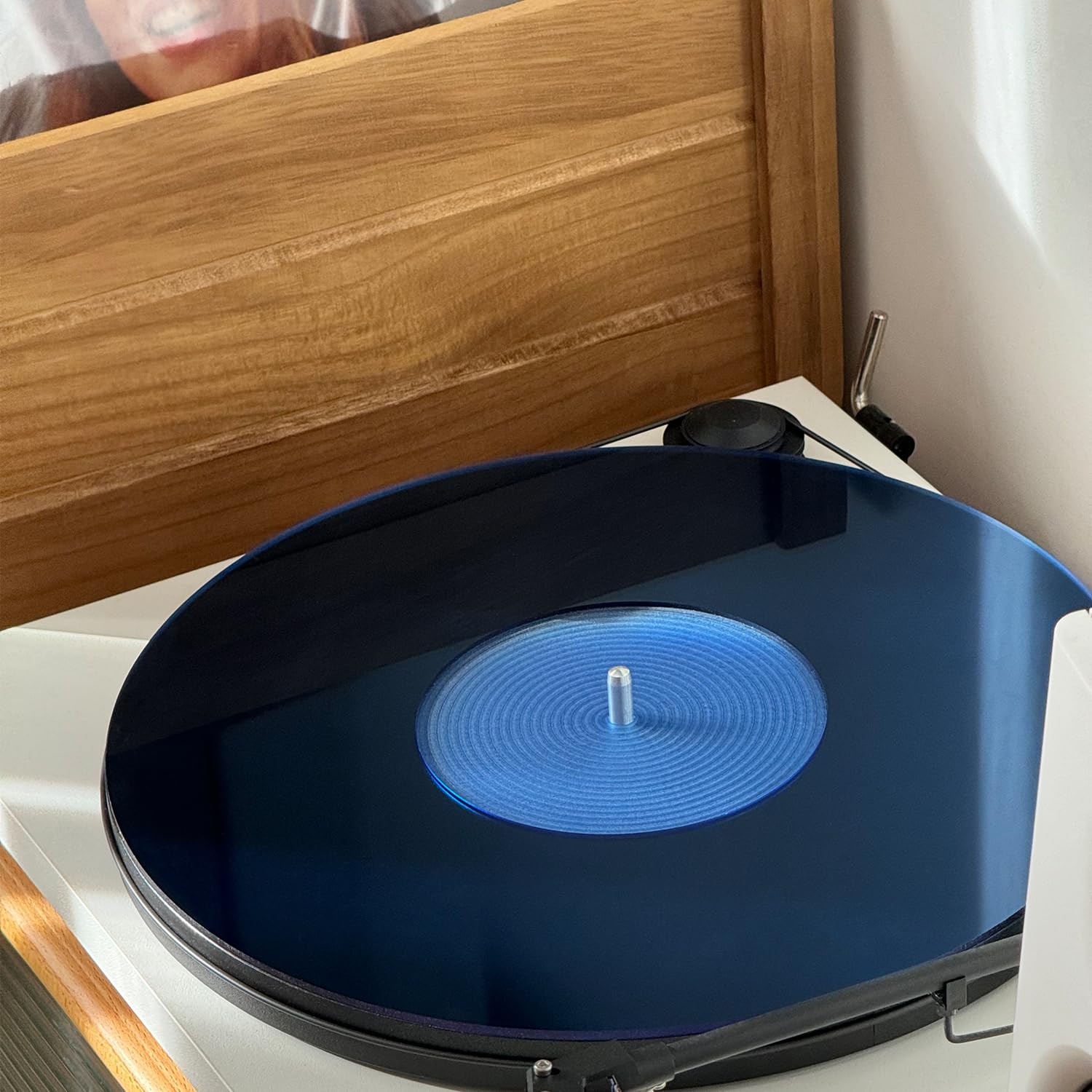 Tapete para Tocadiscos Acrílico Azul Antideslizante y Antiestático para Vinilo