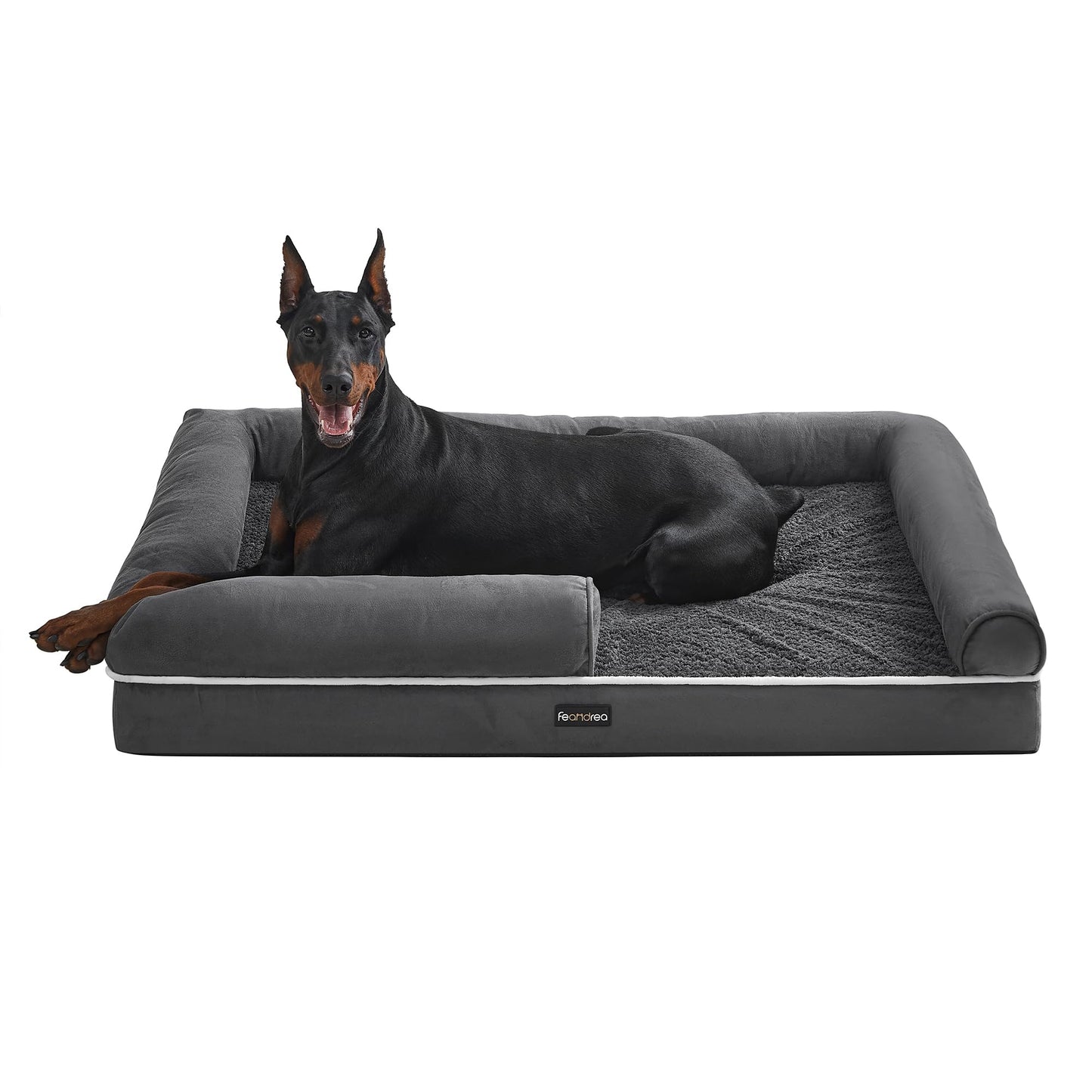 Cama Ortopédica para Perros Feandrea Gris Oscuro con Funda Extraíble y Lavable