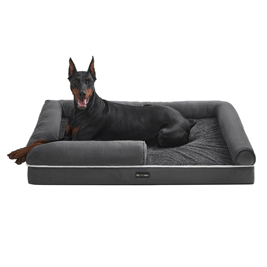 Cama Ortopédica para Perros Feandrea Gris Oscuro con Funda Extraíble y Lavable