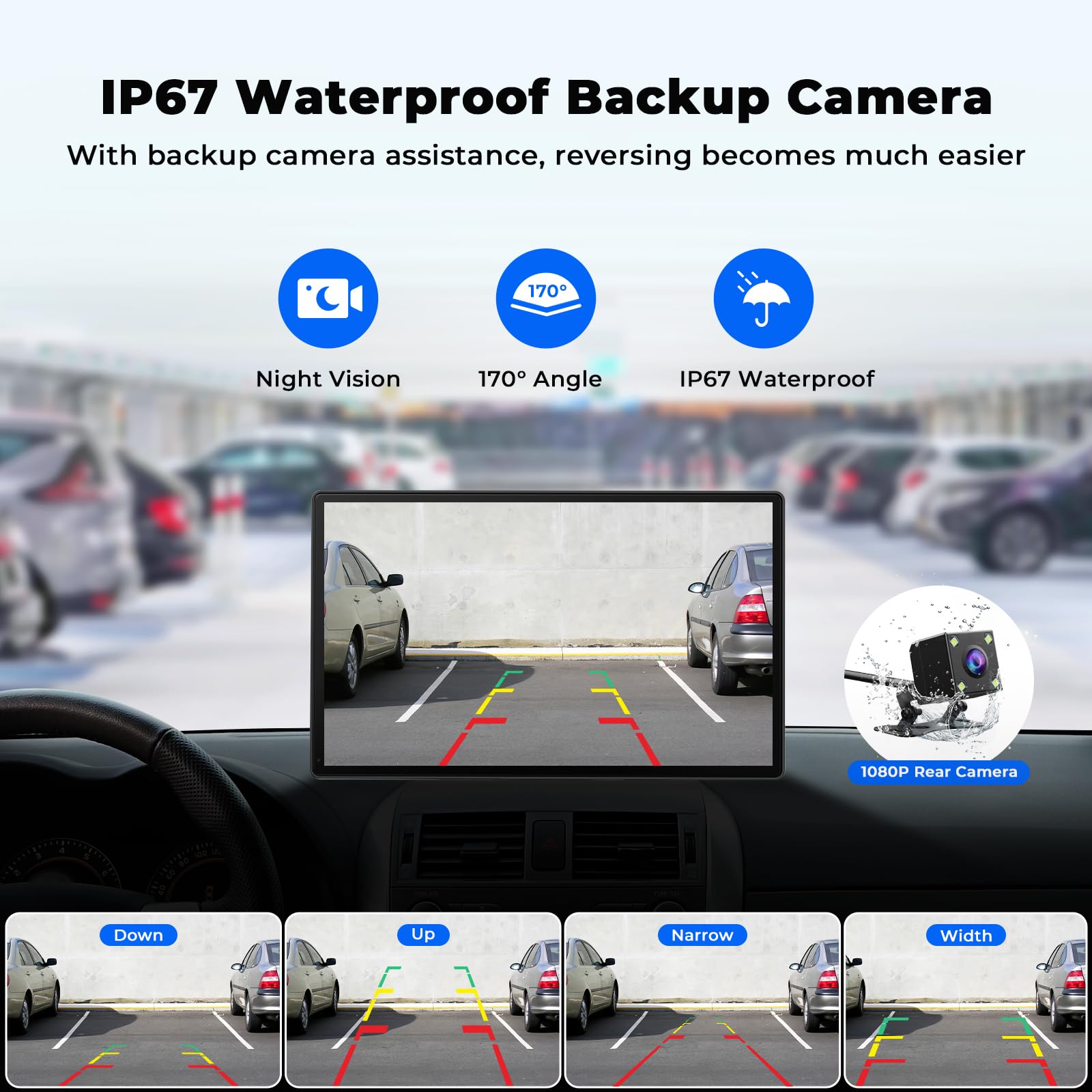 Pantalla Portátil Volam Negra CarPlay/Android Auto 9'' con Cámara de Reversa y Bluetooth Compatible con Todos los Vehículos