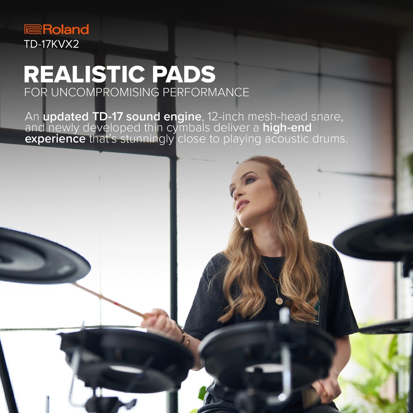 Kit de batería Roland Ultimate Generation 2 V Quiet blanco 5 piezas electrónicos acústico TD-17KVX2 para Hombre