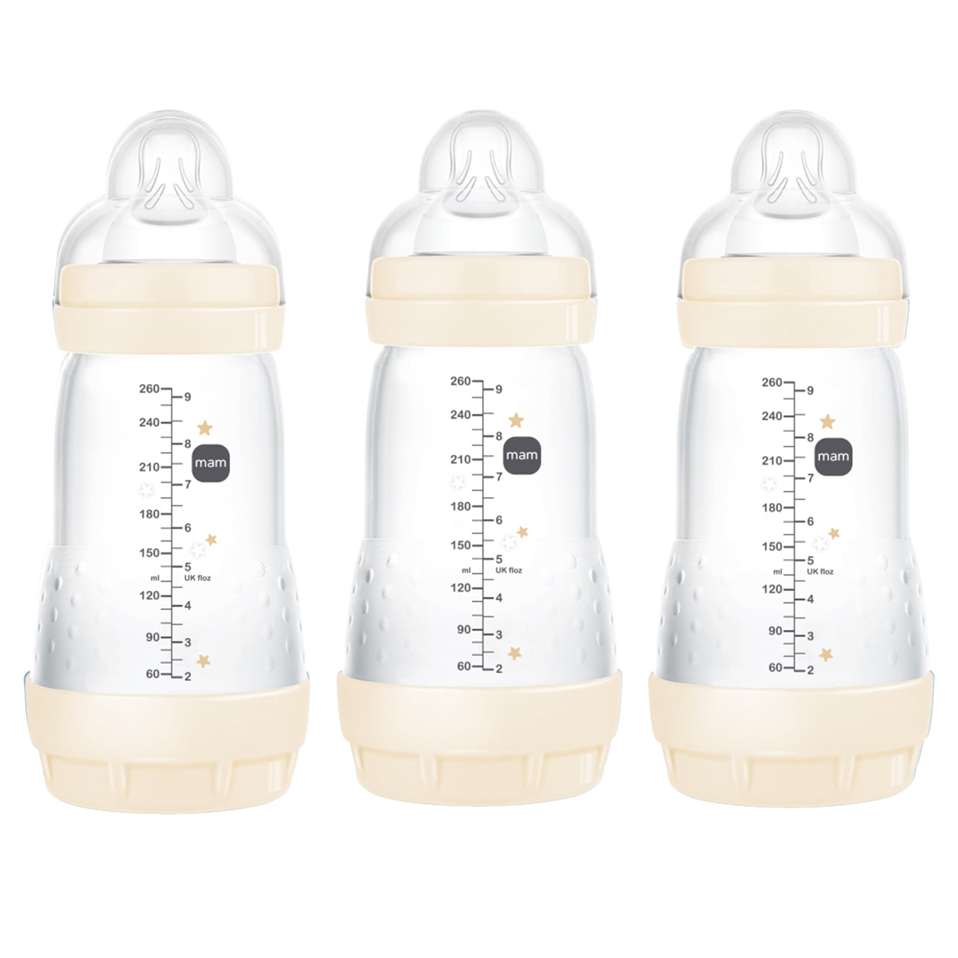 MAM Baby Bottles for Breastfed Babies, MAM Bottles Anti Colic, Unisex, 9 Ounces, 3-Count