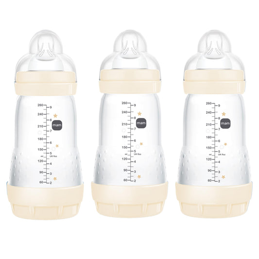 MAM Baby Bottles for Breastfed Babies, MAM Bottles Anti Colic, Unisex, 9 Ounces, 3-Count