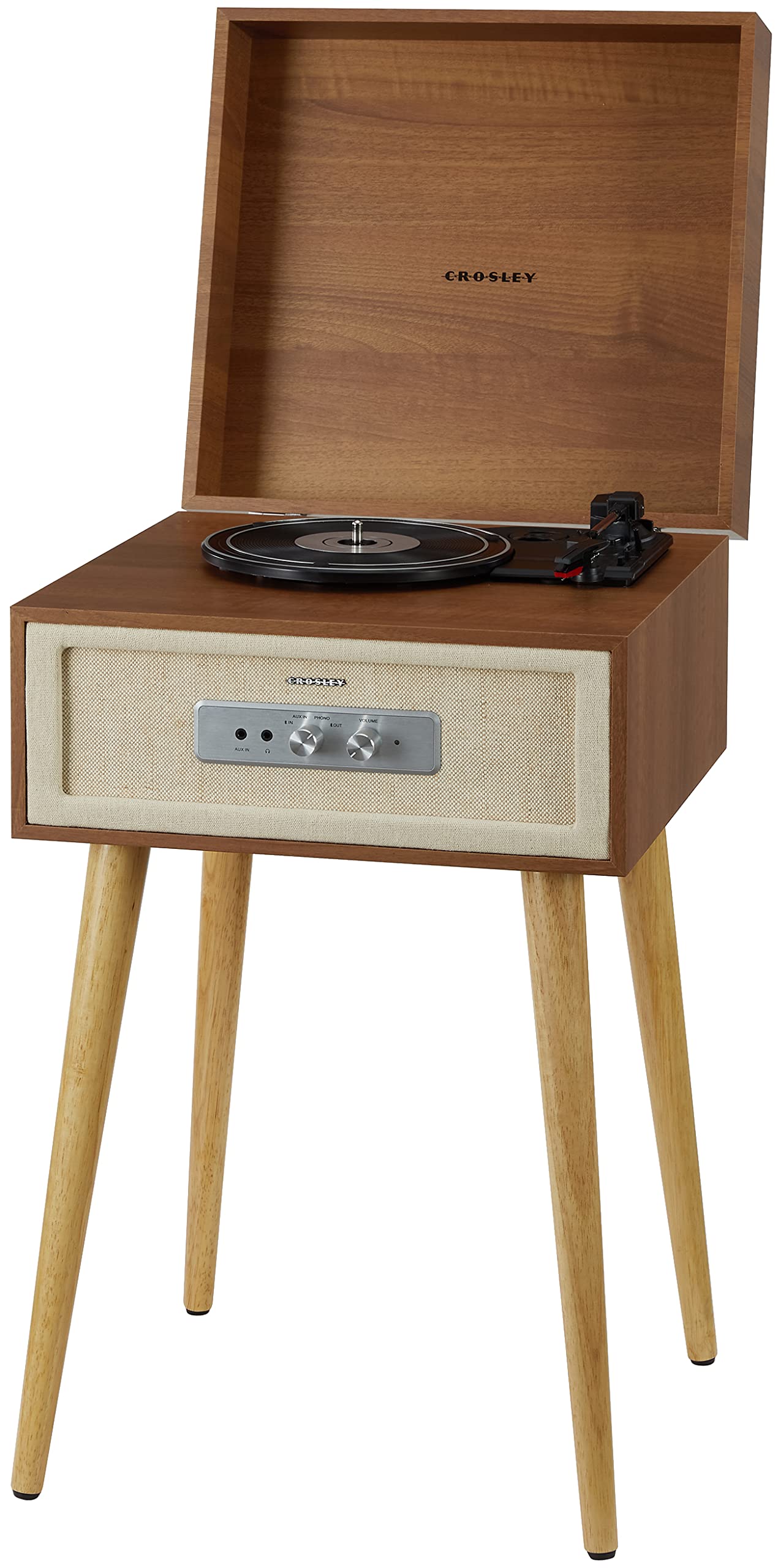 Crosley CR6235A-NA Rohe - Tocadiscos de Vinilo Bluetooth de 3 velocidades con Altavoces Integrados y Patas Desmontables, Natural