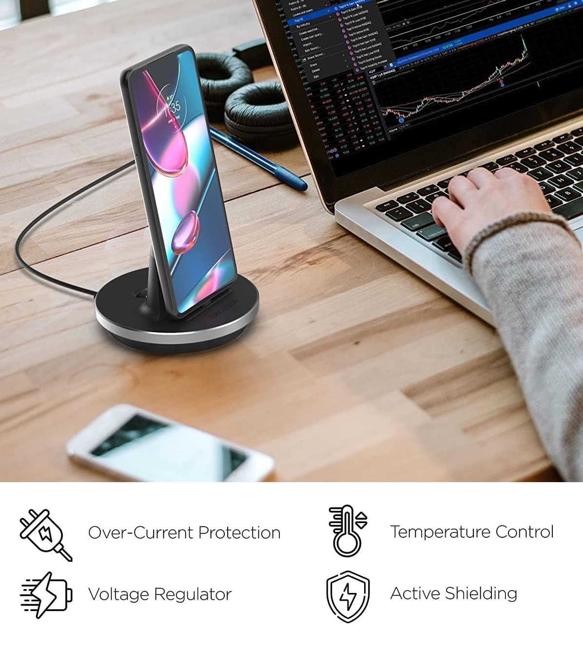 Encased iPhone 7 Dock, Fast Charge Desktop Charging Stand (case Compatible) DockMate² MFI Certified Lightning Charger (Fully Adjustable Design) Aluminum/Black