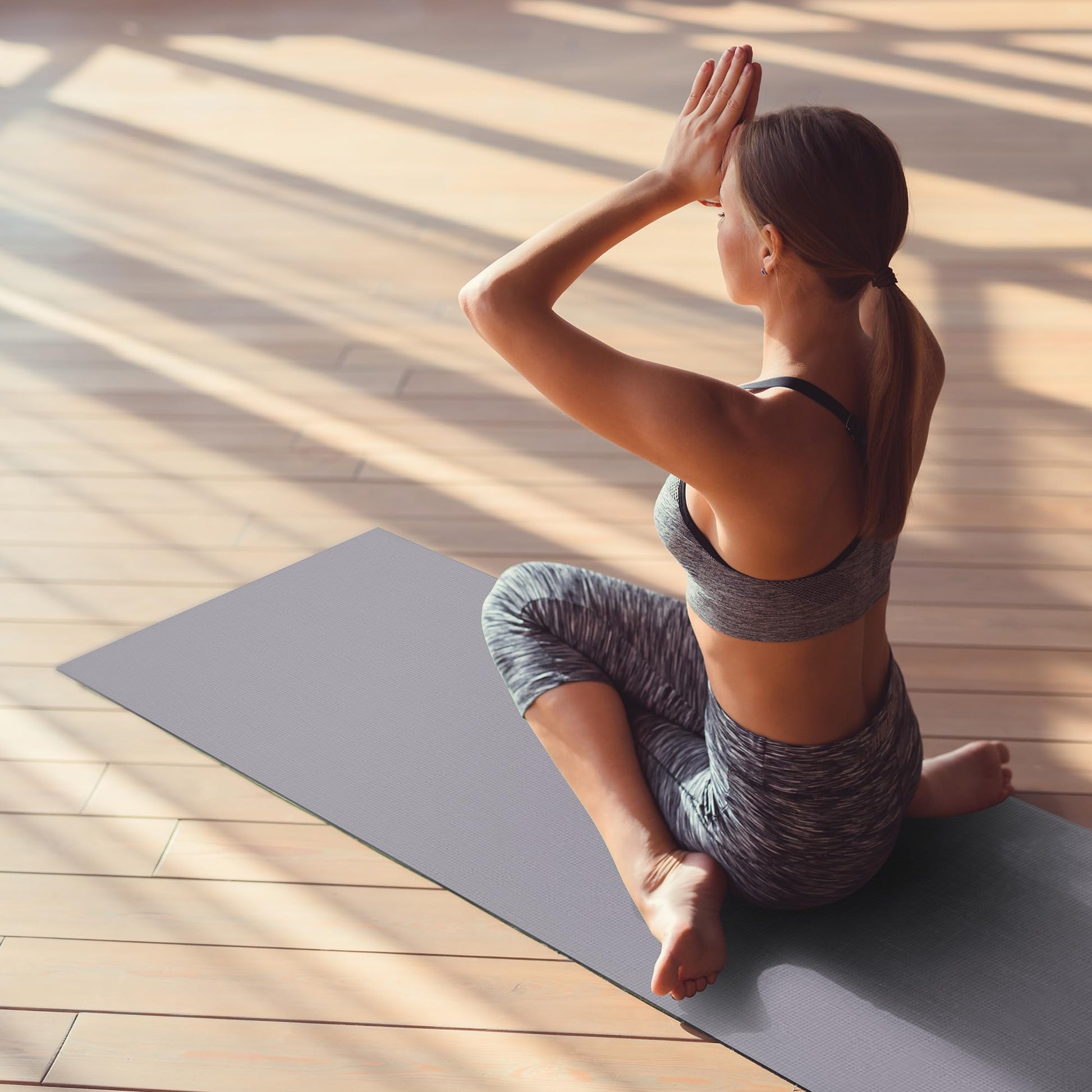 BalanceFrom BFGY-P1GY GoYoga, Tapete de Yoga Multiusos de Alta Densidad Antideslizante con Correa de Transporte, Gris, 1/4 pus