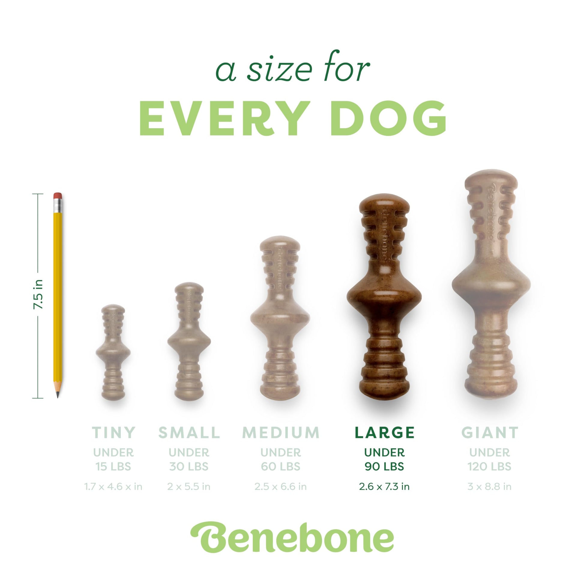 Benebone Zaggler - Juguete masticable para Perro, Hecho en Estados Unidos, Sabor de Cacahuete Real, Grande