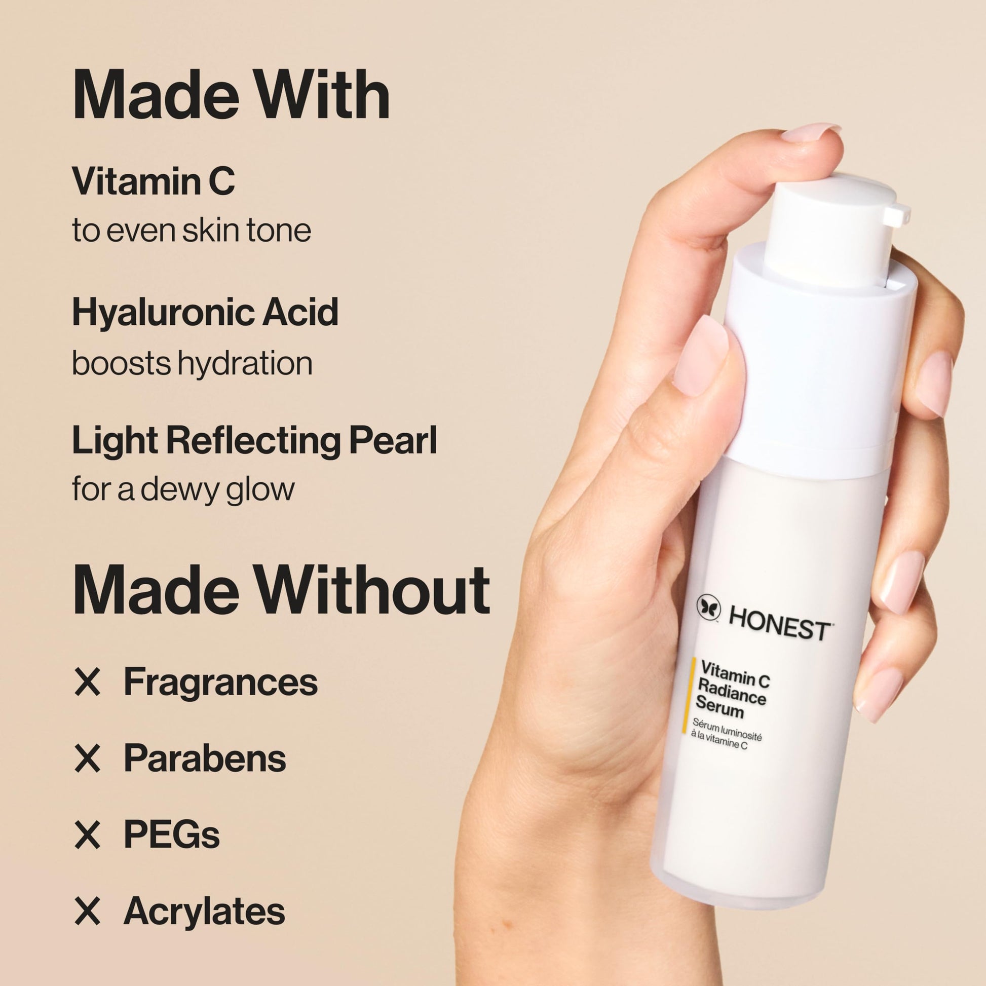 Honest Beauty suero de vitamina C con extractos de alcachofa y trébol | sin parabenos, dermatólogo probado, sin crueldad | 1.0 fl. oz.