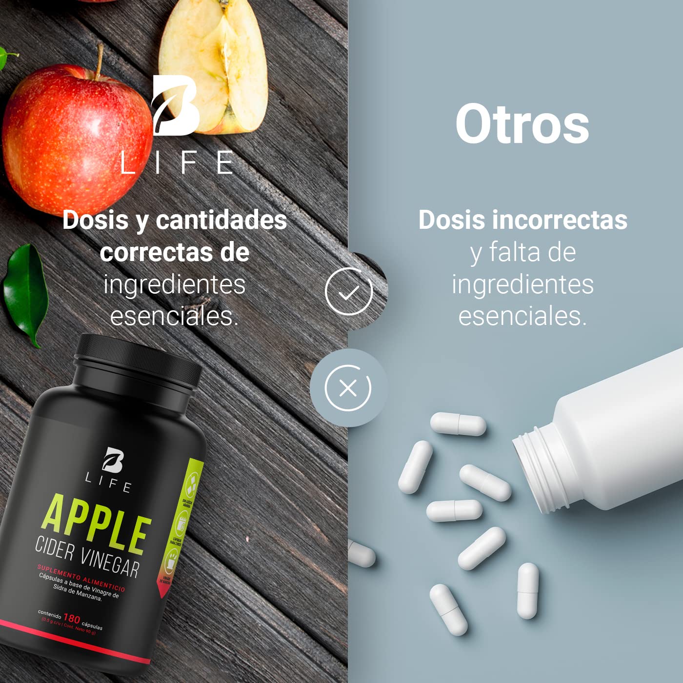Vinagre de Sidra de Manzana B Life Ingredientes Naturales