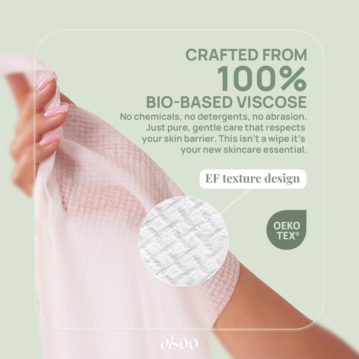 OLSOO Toallas Faciales Clean Face Towels XL® – 100% viscosa, con certificación OEKO-TEX, toallas desechables ultrasuaves, superabsorbentes y ecológicas para todo tipo de piel (50 unidades)