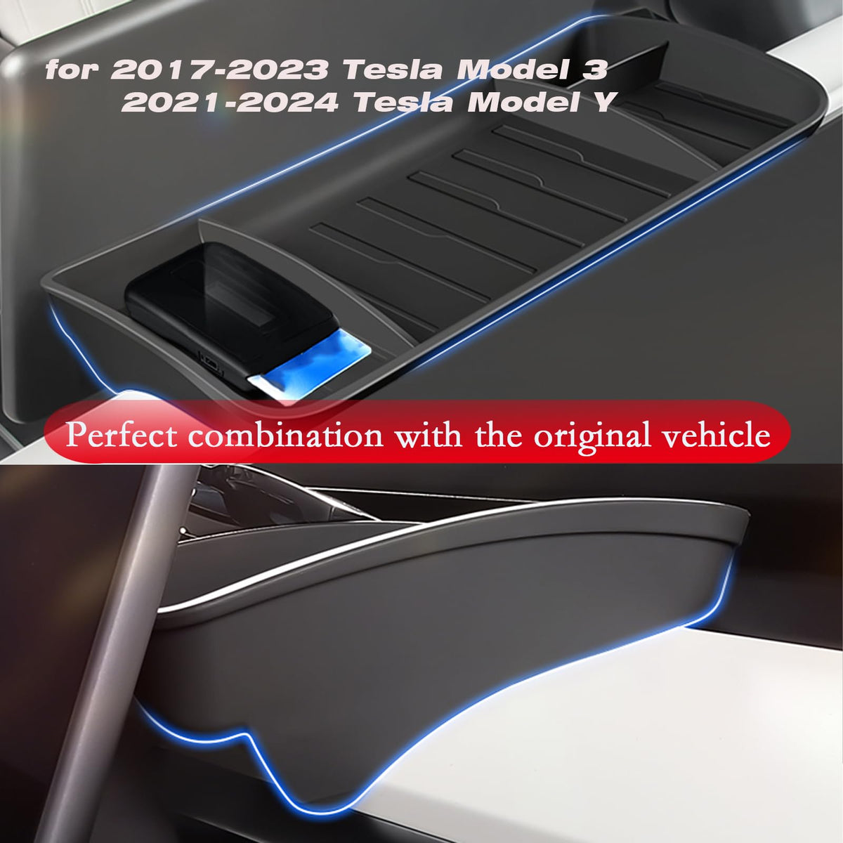 yhcdsea Tesla Modelo 3 Modelo Y Organizador de Consola Central Tablero Bandeja Oculta Soporte para Gafas de Sol Accesorios Interiores Caja de Almacenamiento Detrás de La Pantalla
