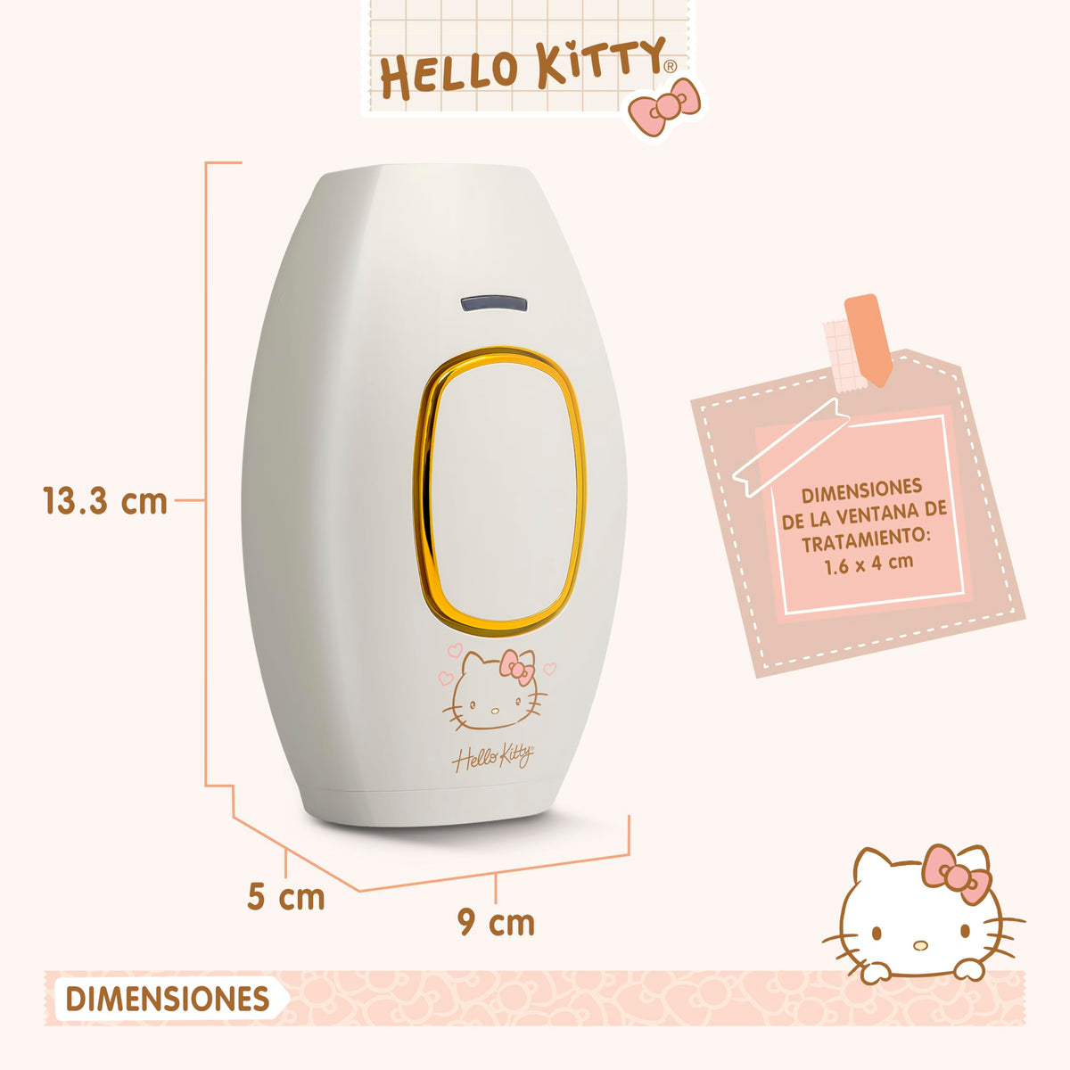 SANRIO Depiladora Profesional de Luz Pulsada Hello Kitty HK-IPL con 300,000 Disparos; Elimina Vello Facial, Corporal, Axilas, Piernas, Bikini y Brazos; Reducción Permanente, Uso en Casa, Unisex, Alternativa a Depiladora Láser Mujer.