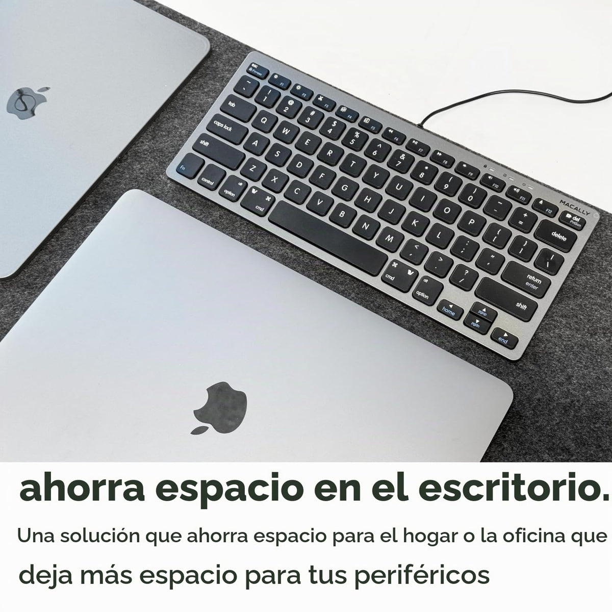 Teclado Compacto USB Macally Blanco con 78 Teclas de Tijera y 13 Accesos Directos para Mac y Windows