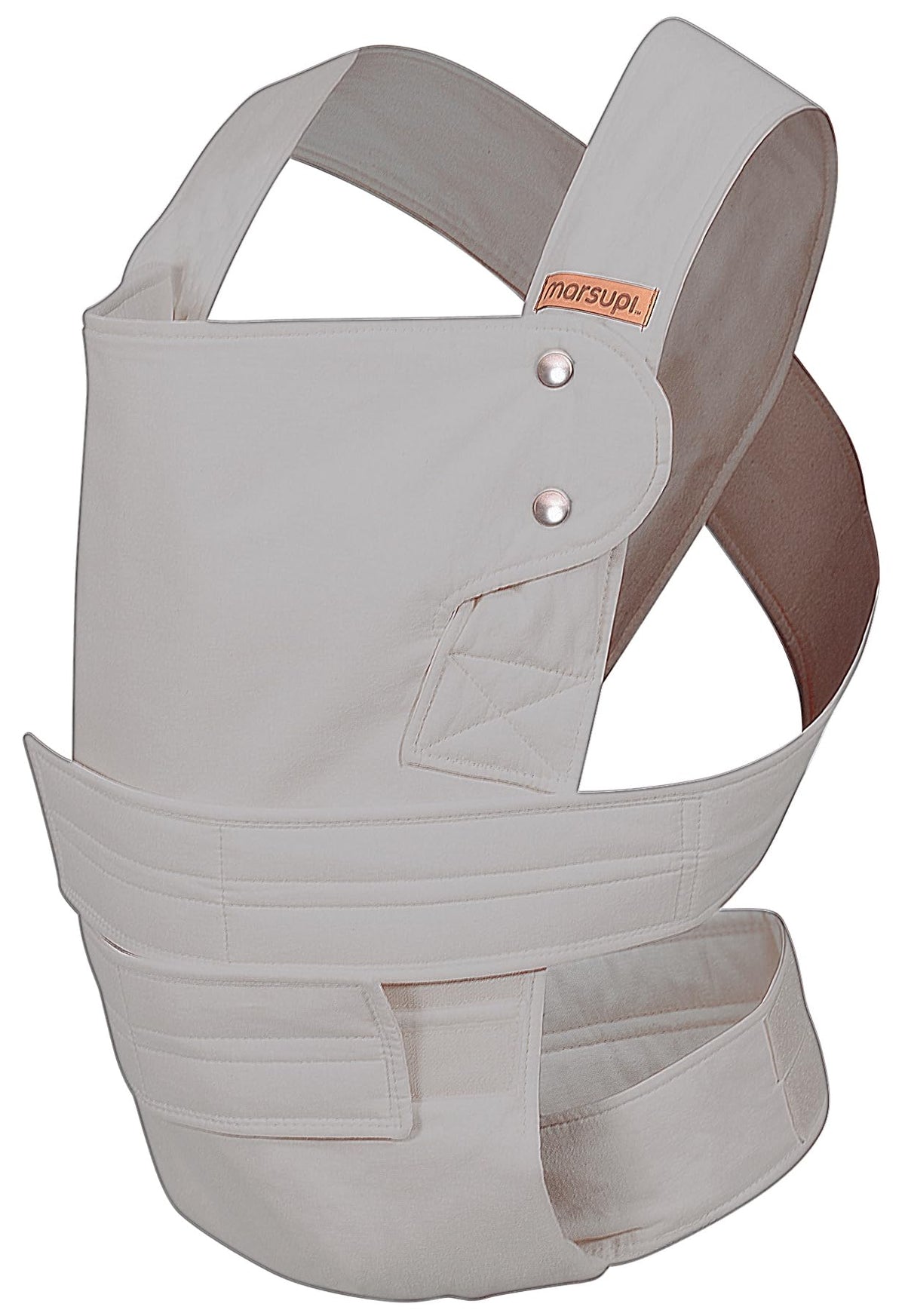 Marsupi Breeze, portabebés ajustable con 2 posiciones de transporte (frontal y cadera), cangurera desde recién nacido (3.5-15 kg), algodón orgánico y lino, Gris Claro Ligthgray, Talla: XL