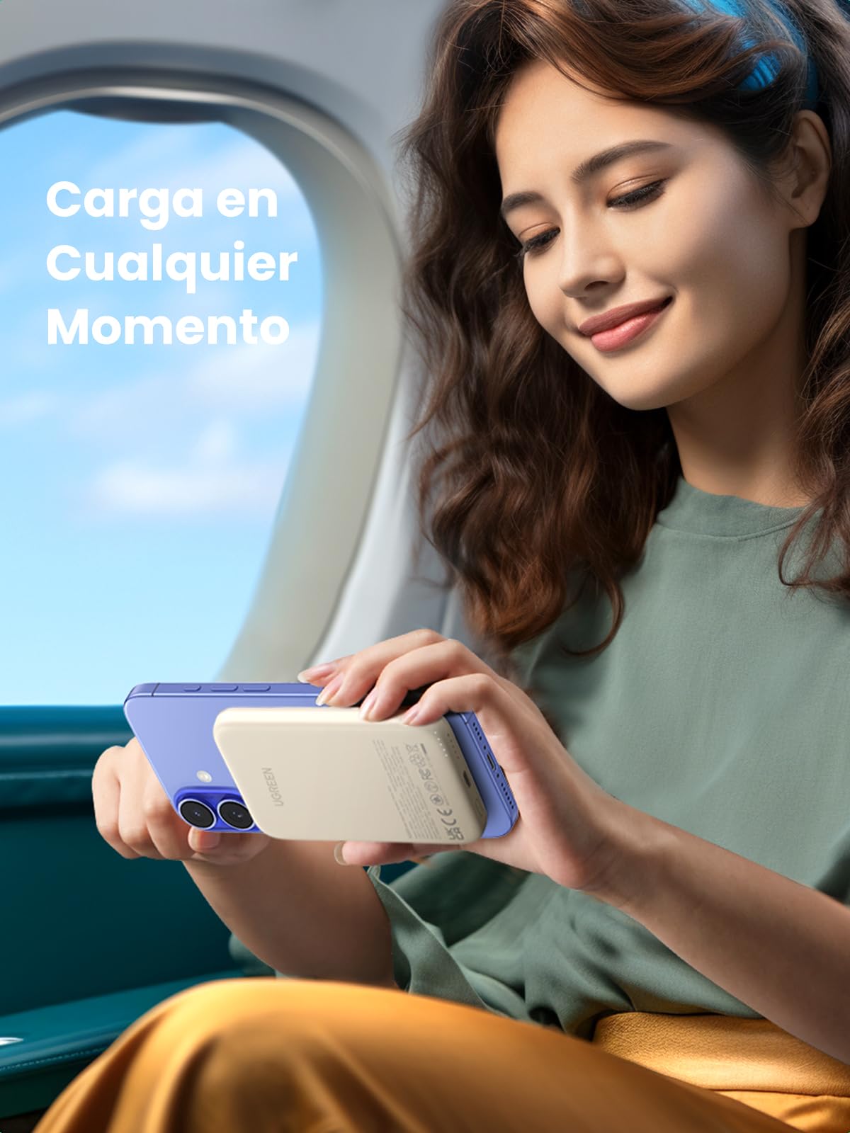 Power Bank UGREEN Blanco Carga Rápida USB C 5000mAh para iPhone, Galaxy, Xiaomi, iPad