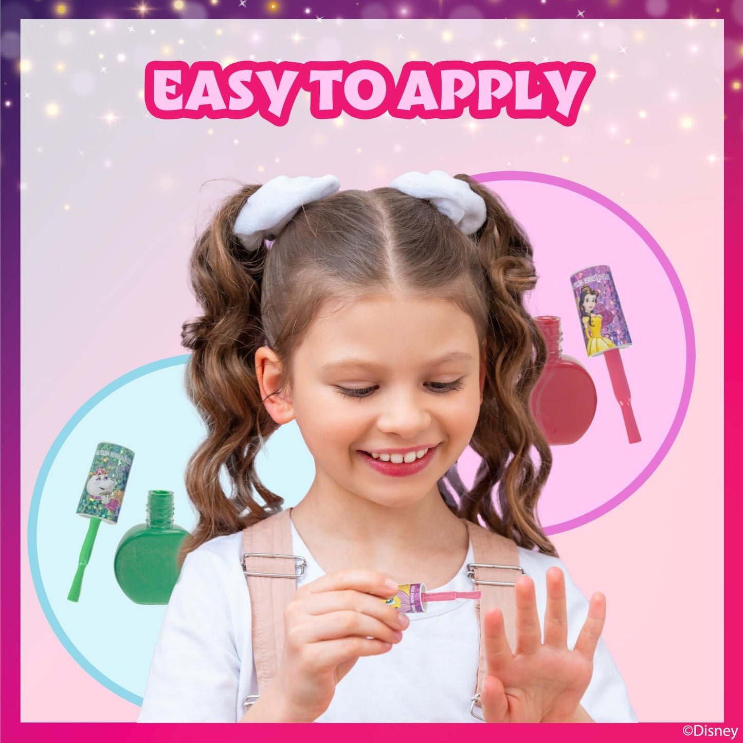 Disney Princess - Townley Girl Belle 18 piezas no tóxicas Peel-Off a base de agua seguro kit de esmalte de uñas de secado rápido | Juego de pintura de uñas para regalo de cumpleaños para niñas, colores brillantes y opacos| Niños mayores de 3 años