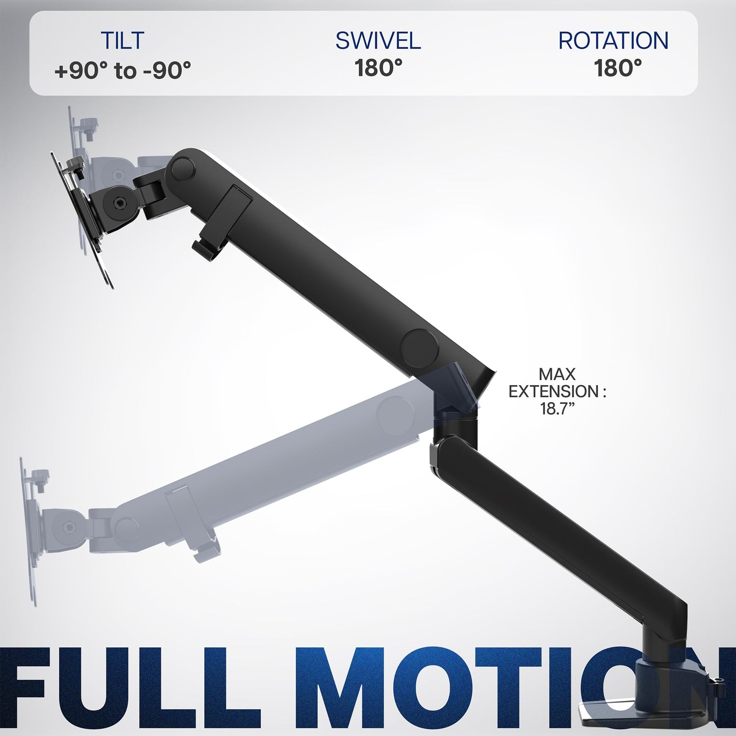 Soporte de Escritorio Vivo Aluminio Alta Calidad Movimiento Completo Brazo de Elevación para Pantallas hasta 40 Pulgadas