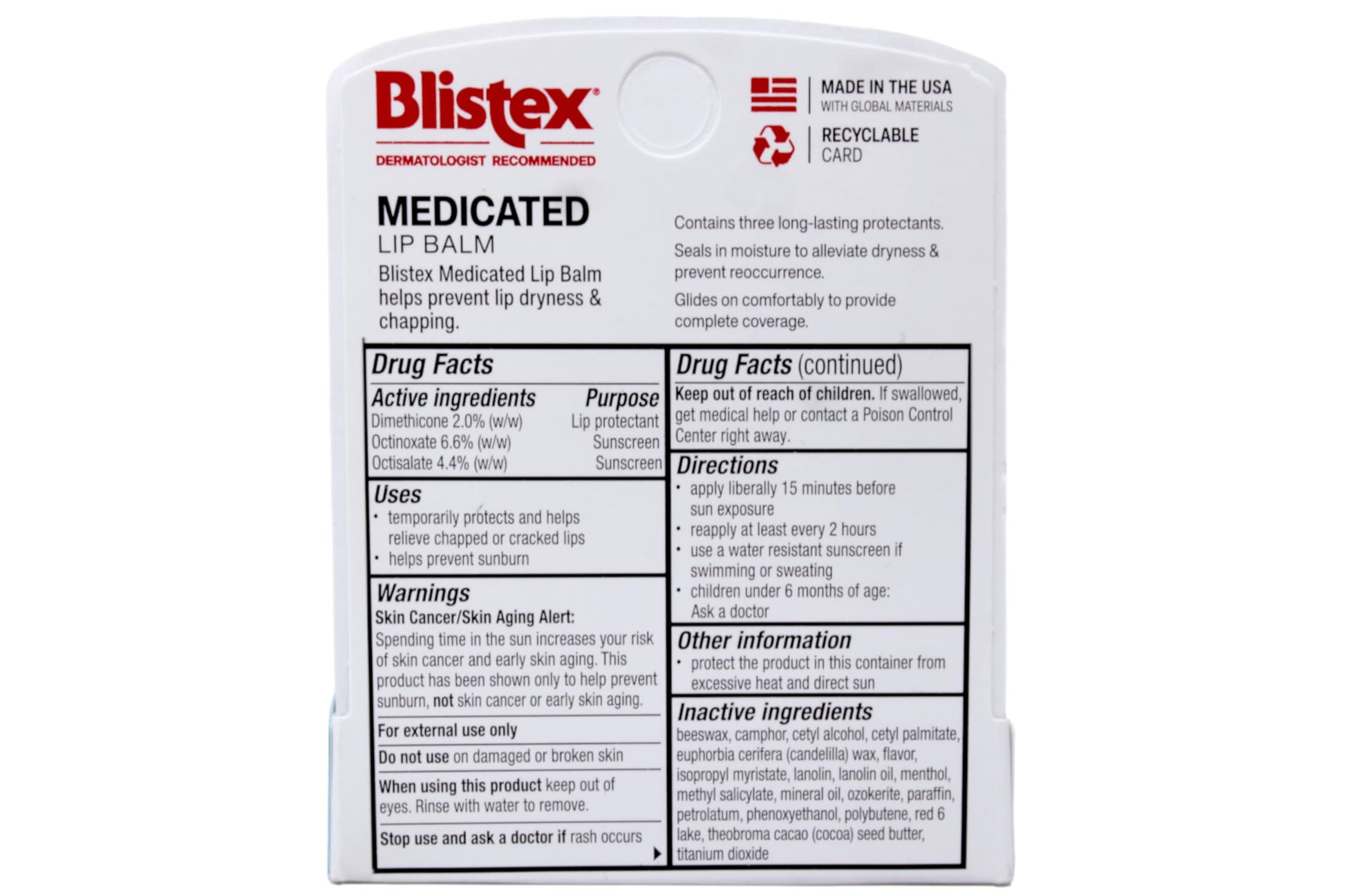 Blistex Bálsamo de labios medicado con SPF 15 para secar, enchapar y calmar labios irritados, 0,15 oz – Pack de 8