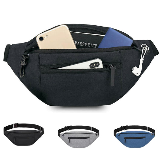 CXJYSD Riñonera de casual para hombres y mujeres,correa de hombro ajustable multifuncional,bolso cruzado con 4 bolsillos con cremallera, adecuado para hacer ejercicio,correr (negro-04)