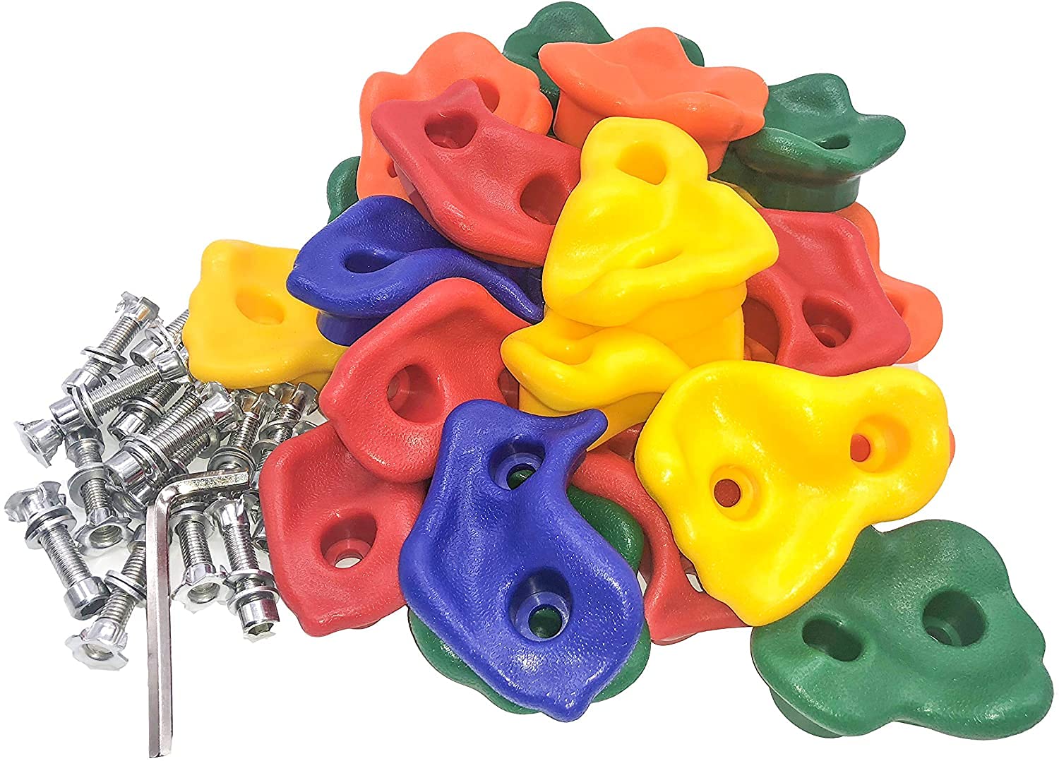 KINSPORY 20 Piezas de agarres de Escalada en Roca con Nariz de Cerdo Colorida con Dos Asas Azules, Juego de Accesorios de Montaje Incluido