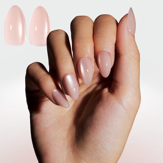 Celebritips Uñas Postizas Decorativas | Uñas Cortas Almendradas, Reutilizables | 16 Tamaños - Kit De 32 Uñas Con Pegamento De Fijación Extrafuerte Y Pestañas Adhesivas(Ella Lleva Cristales En Sus Uñas