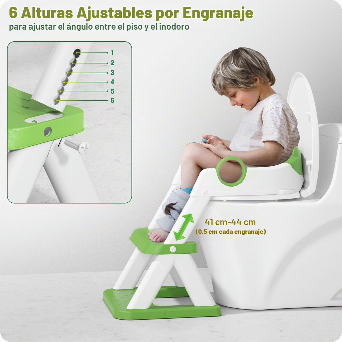 Rabb 1st Adaptador WC Niños, Plegable Portatil Infantil Asiento Inodoro, Inodoro de Entrenamiento 2 en 1 para Niños, Cojín Antideslizante y Antisalpicaduras, Taburete de Escalera